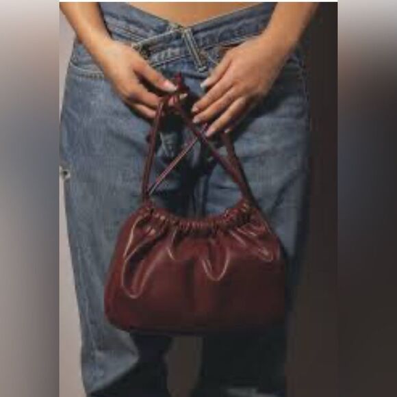 Anthropologie Jules Kae Black Vegan leather bucket pull string crossbody. NWT - Picture 9 of 10